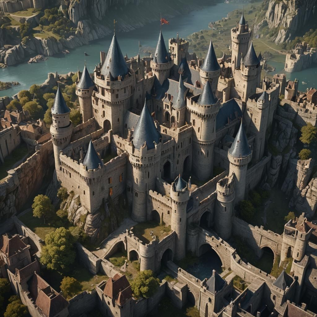 Airship Assault on Armored Knights Stronghold: Matte Paintin...