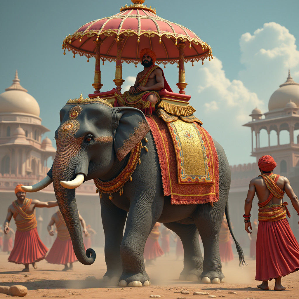 Ornate Elephant and Dancers: Fantasy Concept Art