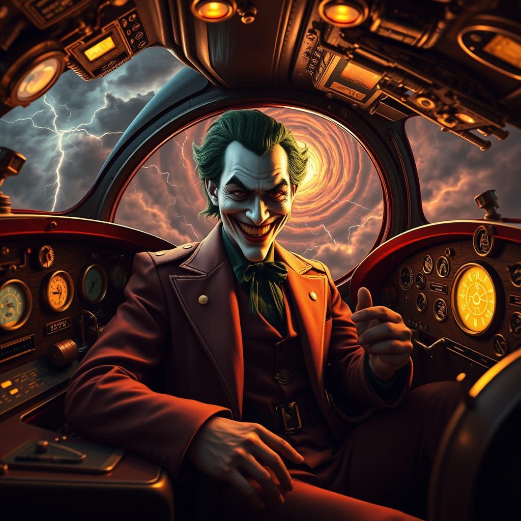 Steam-Punk Joker Soars Through a Fantastical Storm