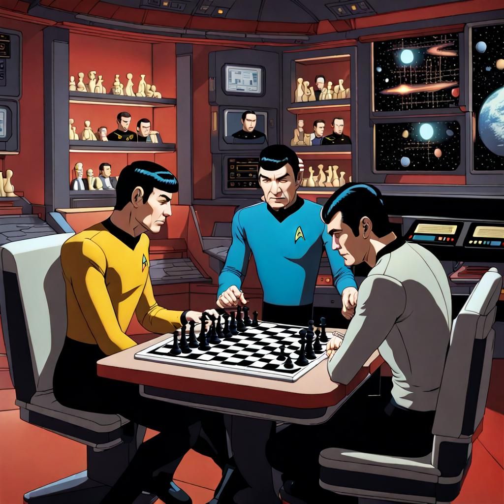 Data and Spock Play 3D Chess