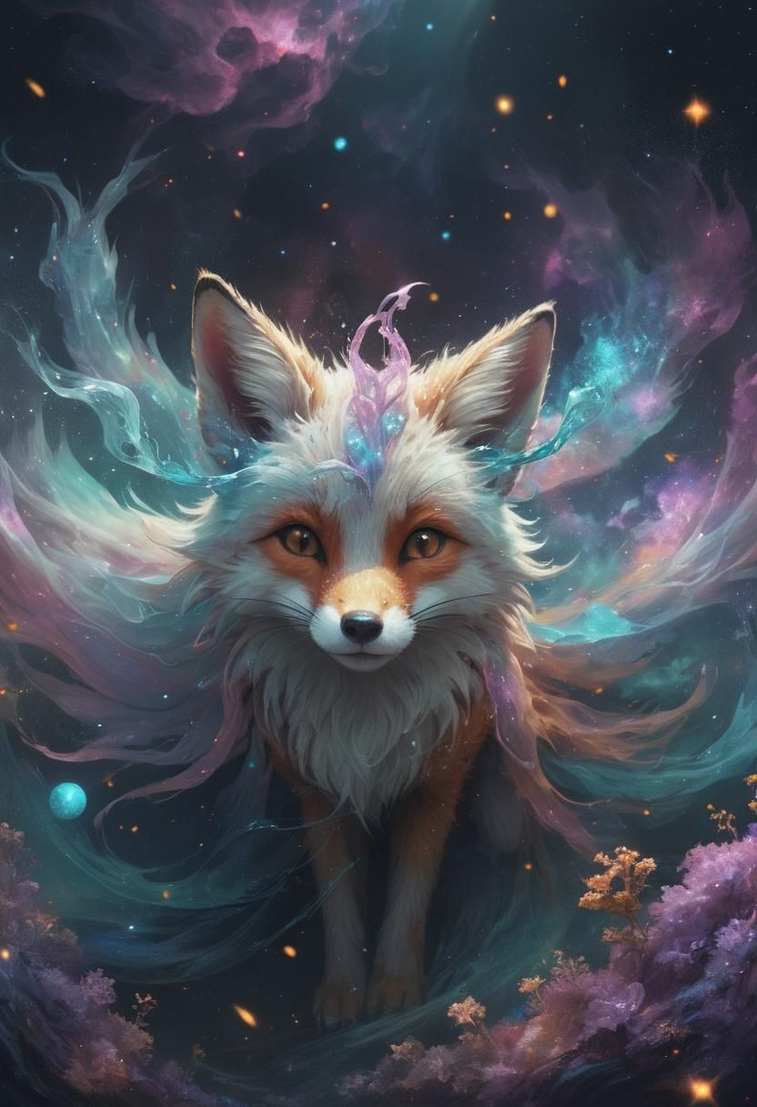 Cosmic Furry Fox in Ethereal Fan Art