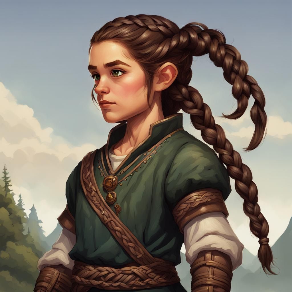 Female Halfling Portrait with Braided Hair