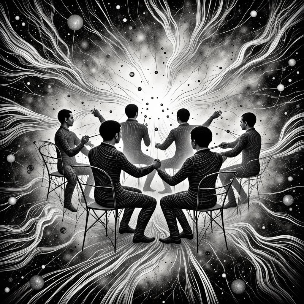 Surreal Abstract Orchestra in Black and White