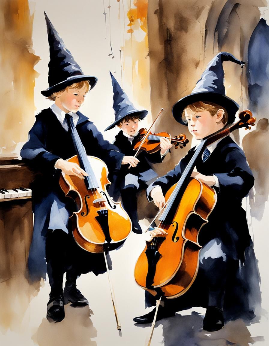 Young Wizards' Musical Lesson at Hogwarts