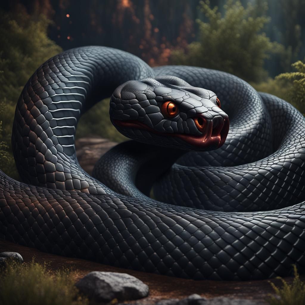 Detailed Black Snake Matte Painting