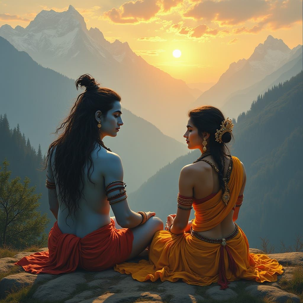 Shiva and Parvati in Himalayan Stillness
