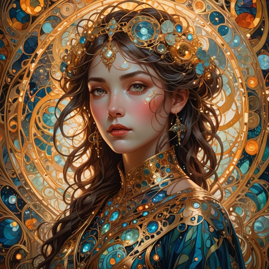 Mystical Woman in Surreal Dreamscape, Digital Art