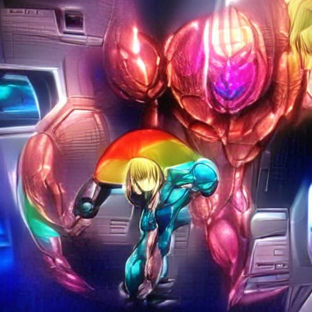 Colorful Anime Samus Aran Iridescent Digital Art