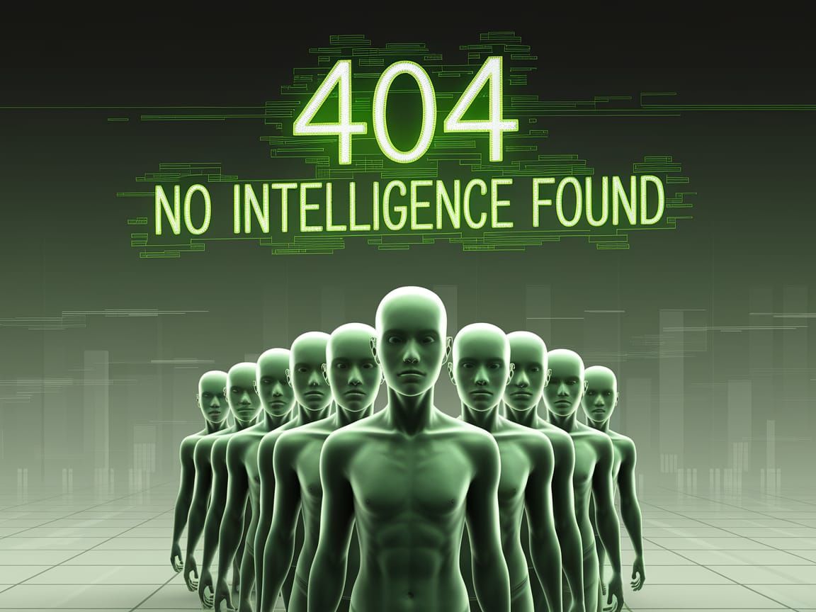 Ethereal Humanoids March in a Desolate Cyberpunk Void