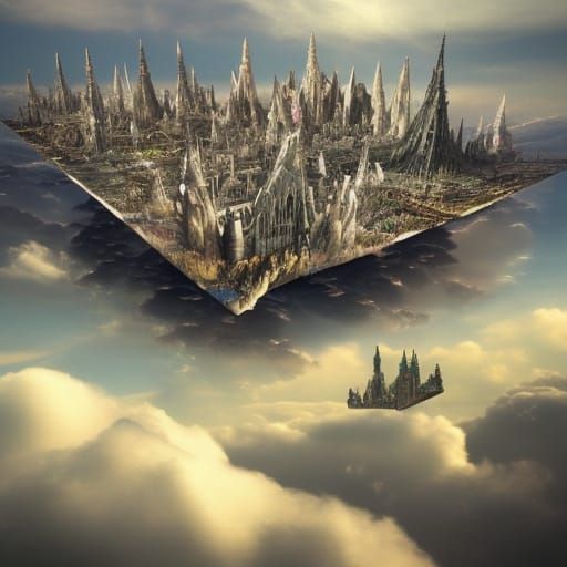 Fantasy City Floating in the Clouds
