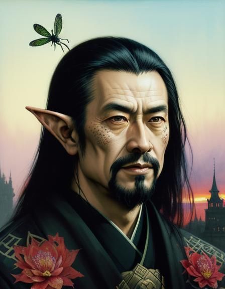 Fantasy Landscape with Jester and Dragonflies