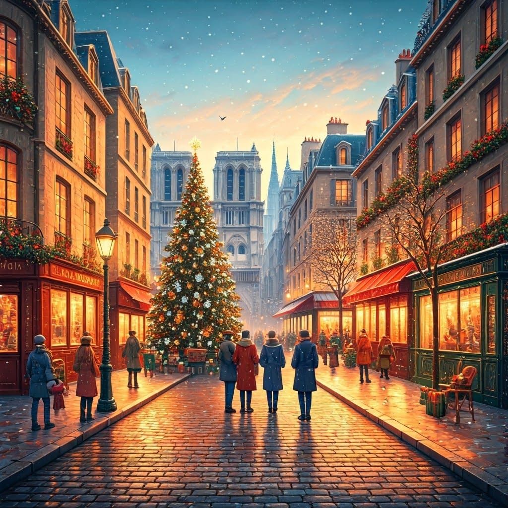 Christmas Morning in Paris: Festive Beaux-Arts Scene