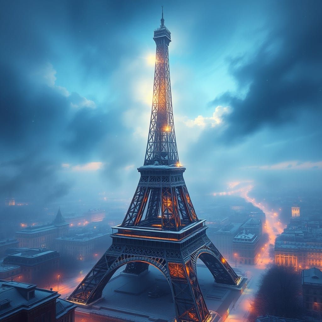 Dreamy Eiffel Tower in Enchanted Parisian Night