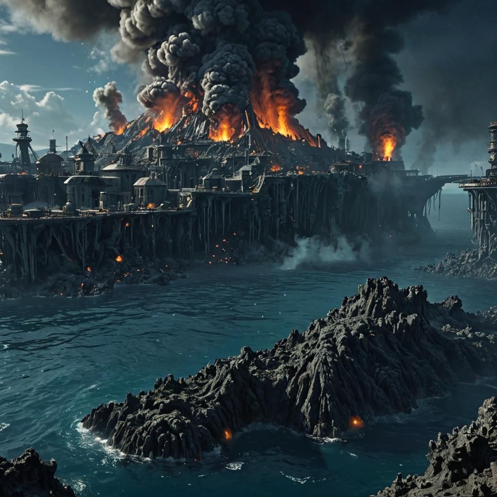 Underwater City Near Active Hydrothermal Vent