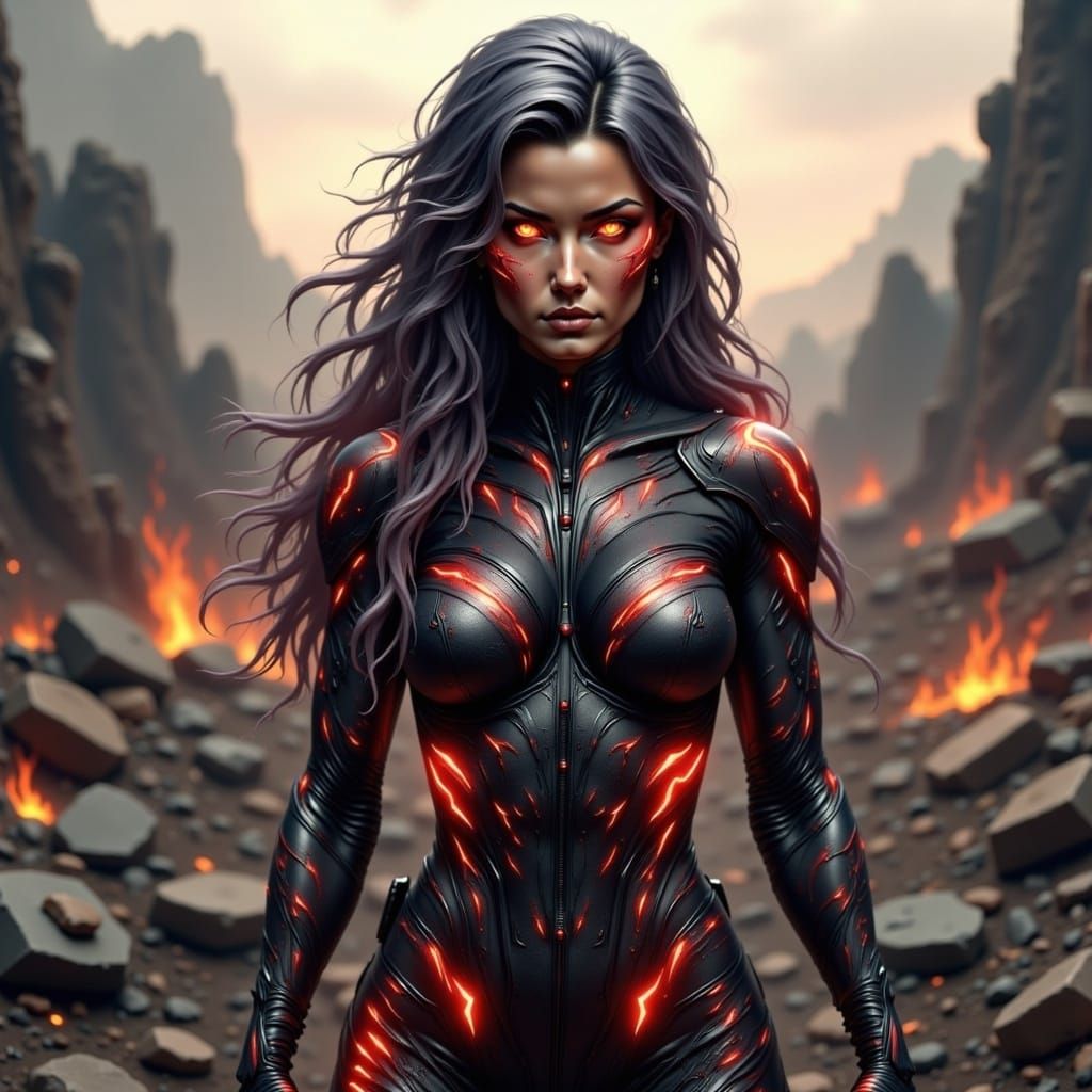 Post-Apocalyptic Female Warrior in Digital Art Style