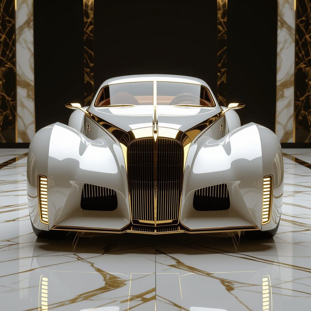 Art Deco Concept Car in Marble and Gold