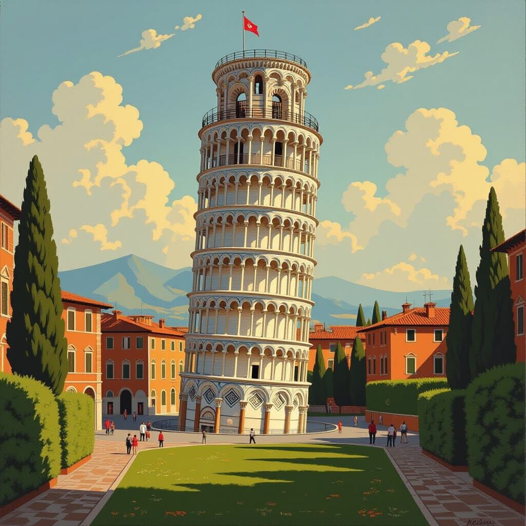 Leaning Tower of Pisa in Warm Italian Light