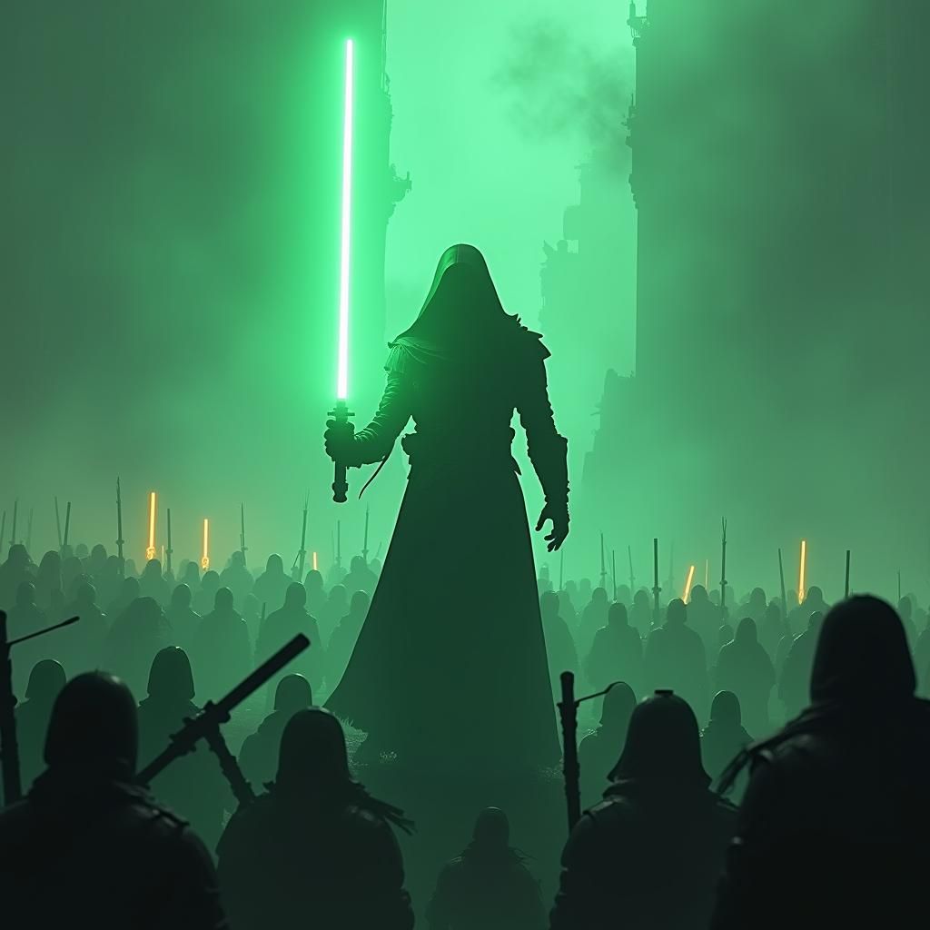 Shadow Warrior's Battle Speech in Matte Painting Style