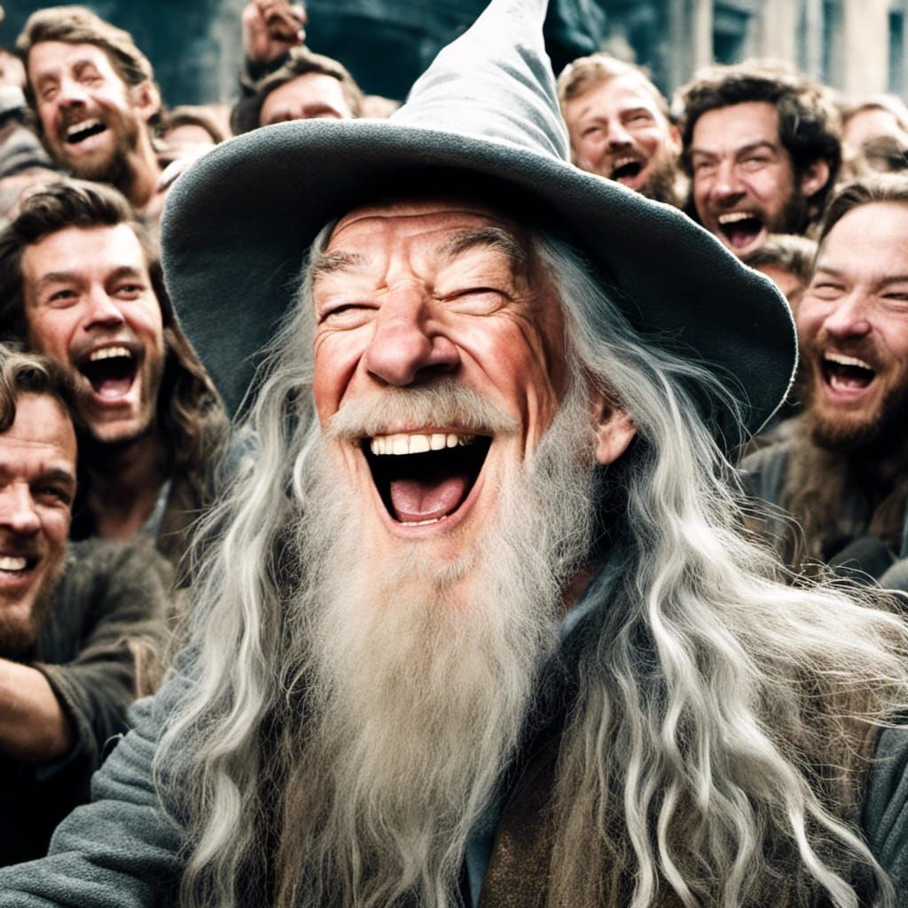 Gandalf's Riot Selfie: A Humorous Wizard Scene