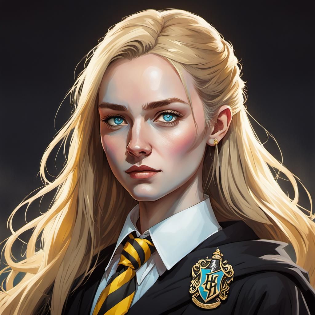 Hufflepuff Head Girl Portrait in Digital Art Style