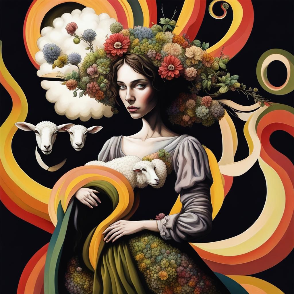 Enchanted Farmstead with Mother Earth and Grazing Sheep