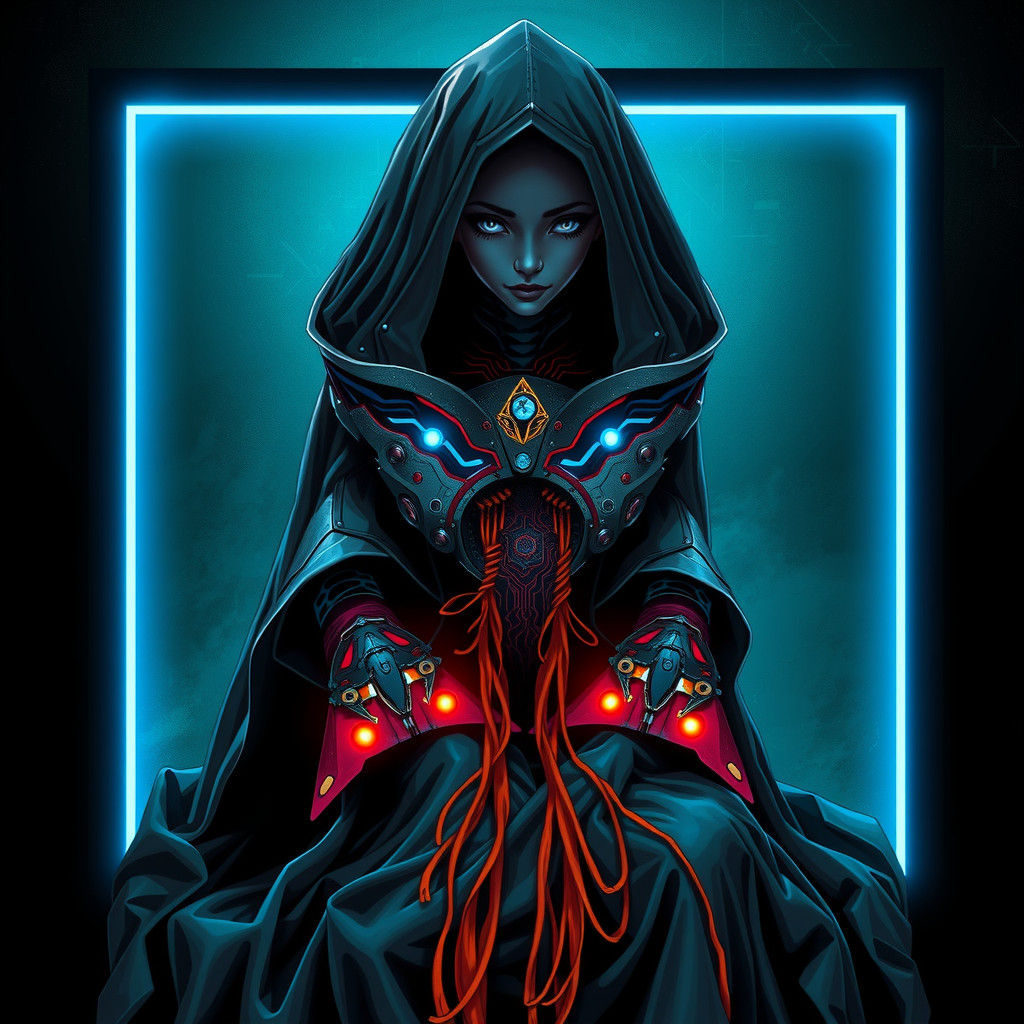 Cyberpunk High Priestess Tarot Card