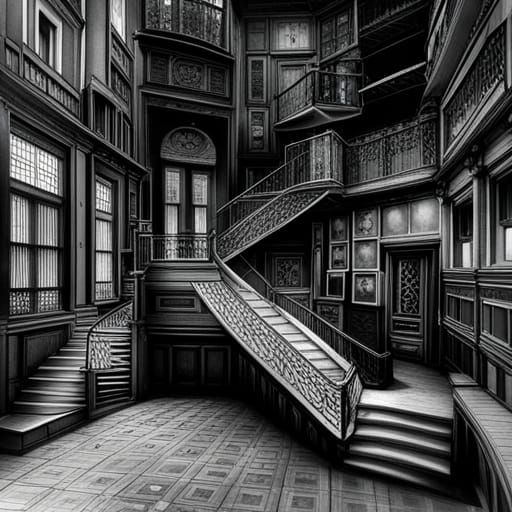 M.C. Escher's Impossible Staircase: Digital Matte Painting