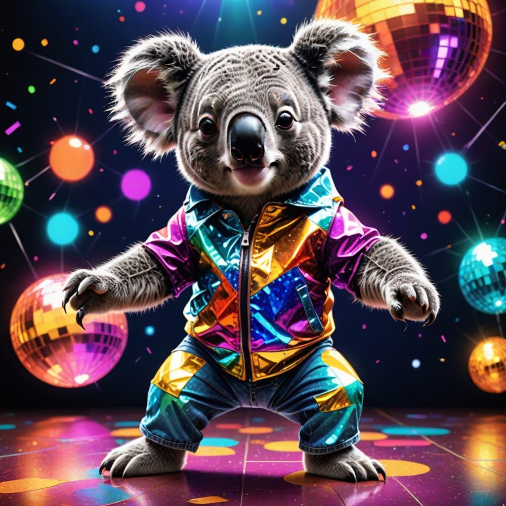 Koala Dances in 70s Disco Digital Art