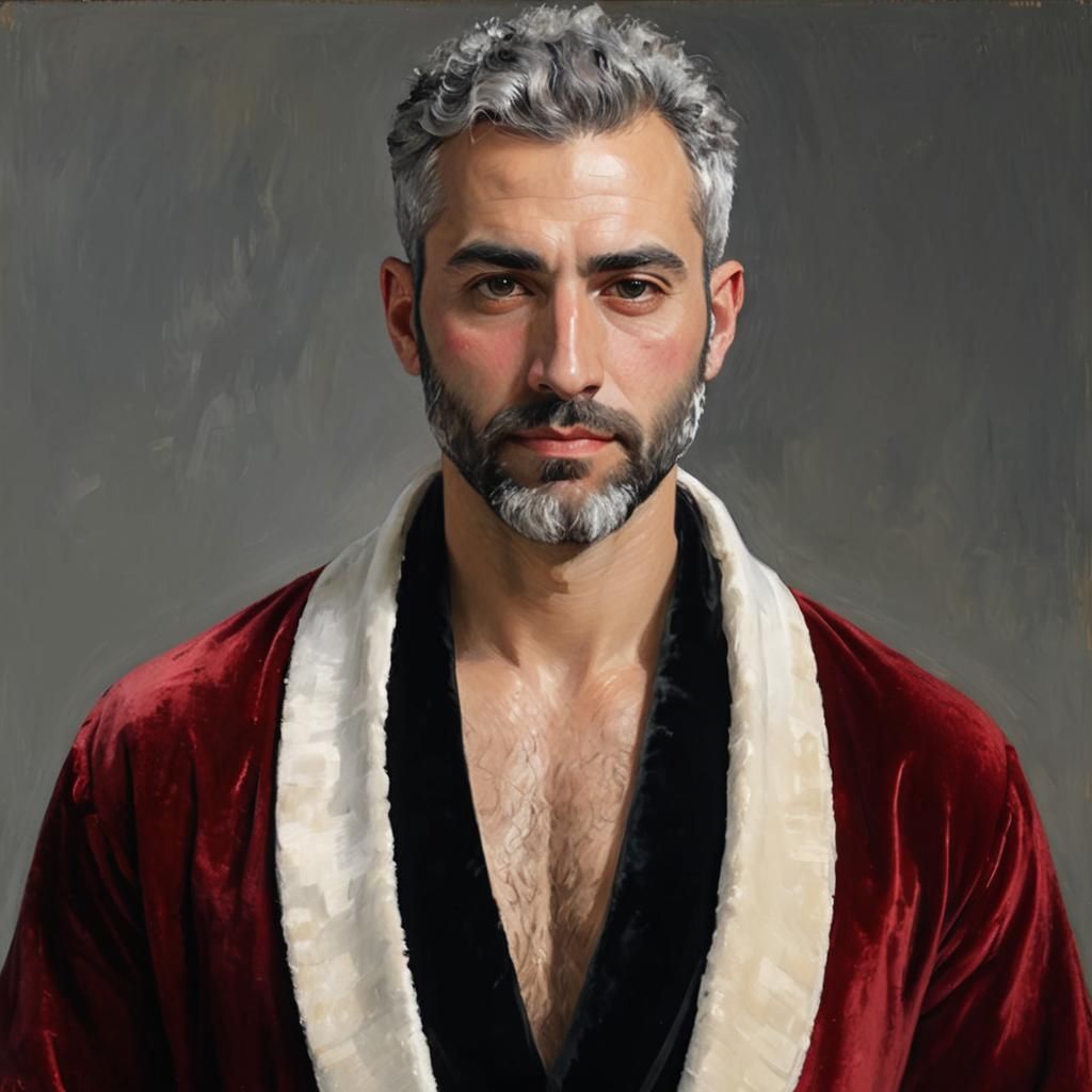 Elegant Man in Velvet Robe: An Impressionist Portrait