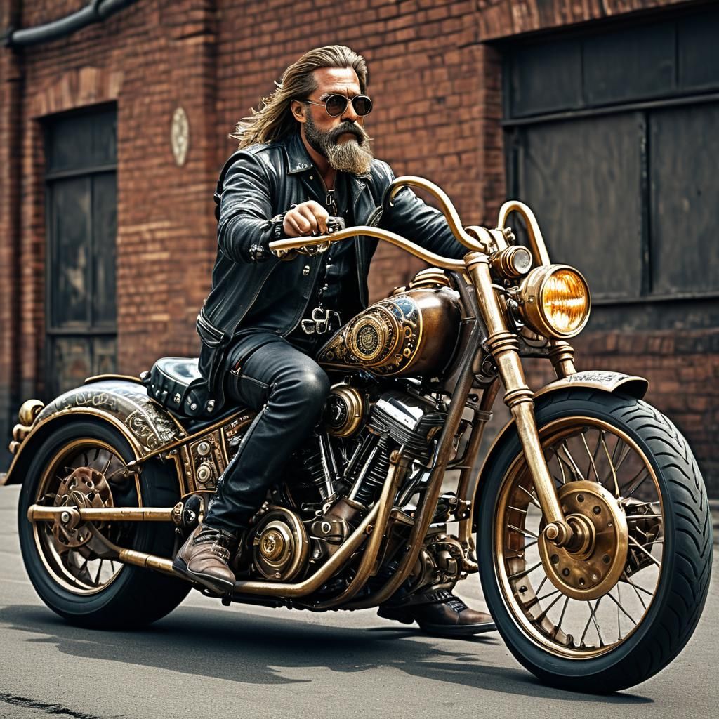 Steampunk Motorcycle with Elaborate Tank Art