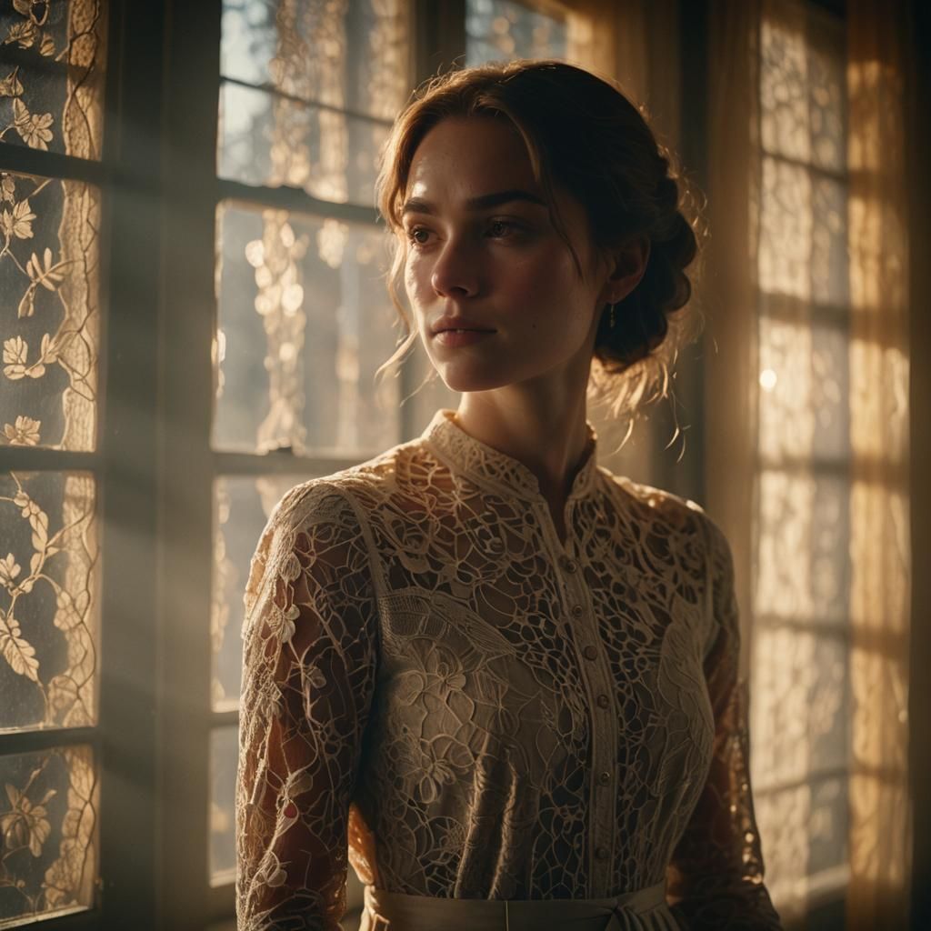 Cinematic Woman in Golden Hour Light