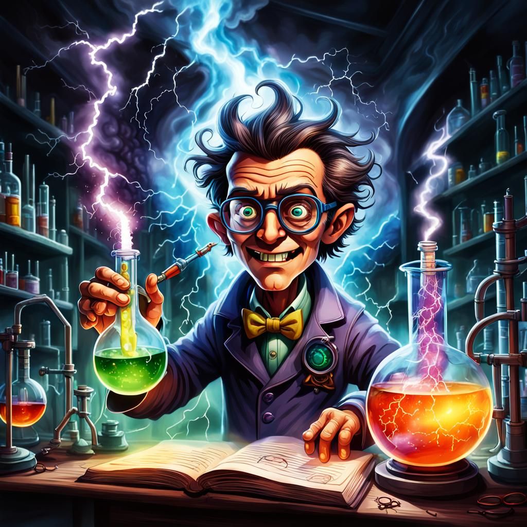 Scientist lightning sun in a secret laboratory