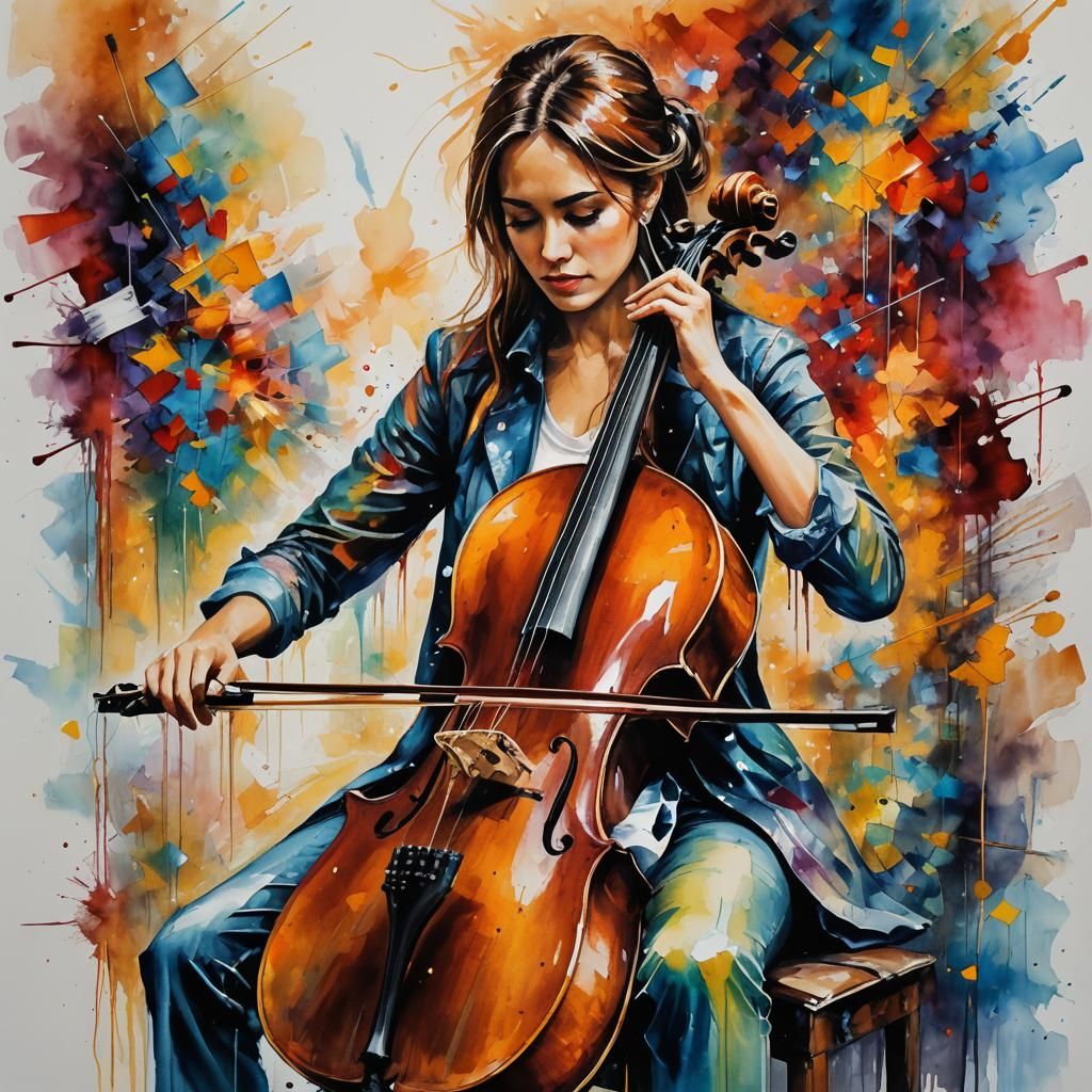 Cellist Performance in Impressionistic Style