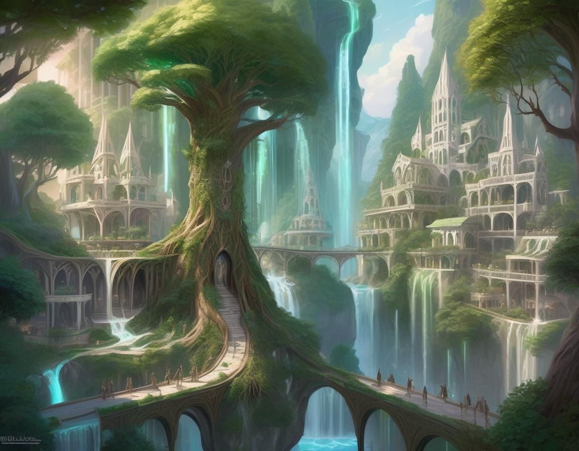 Elven Tree City: A Digital Fantasy Painting