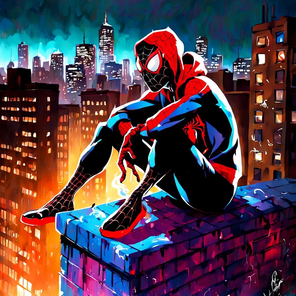 Miles Morales Graffiti Art at Night