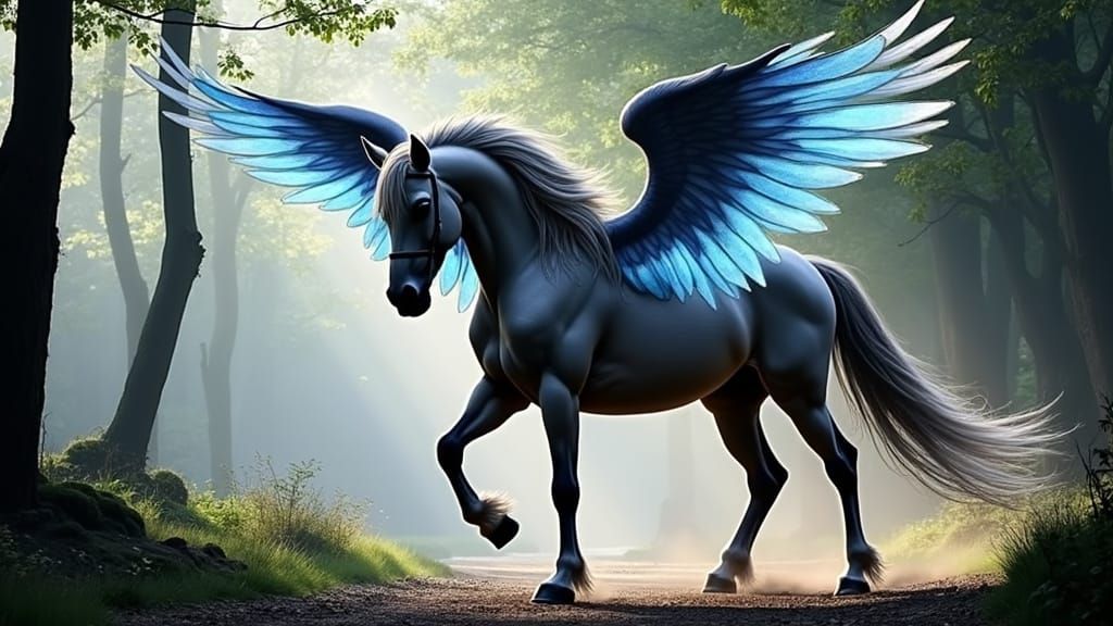 Fantasy Horse with Brown Wings