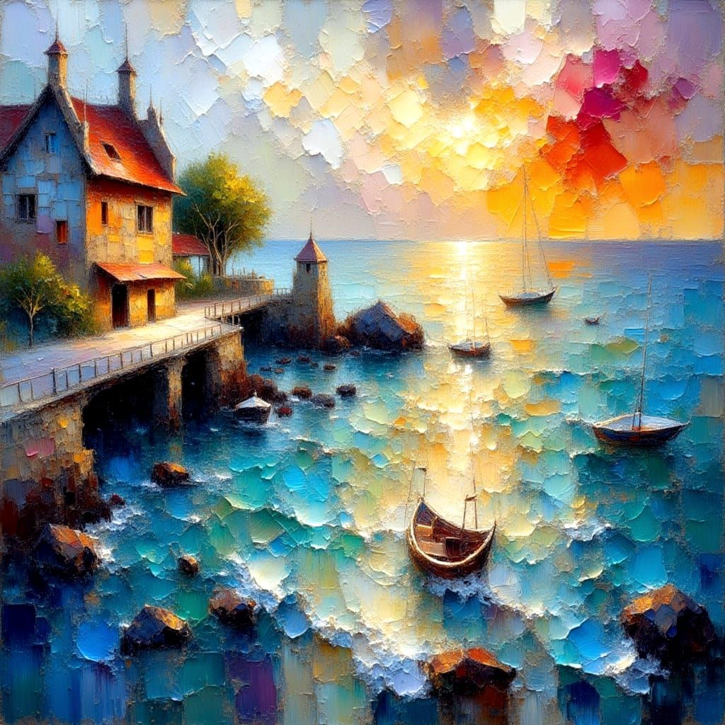 Farewell Scene in Vibrant Oil Painting