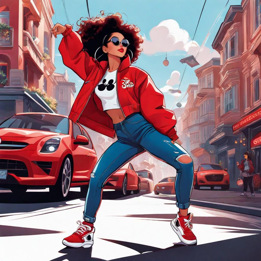 Girl Street Dancing in Disney Style Illustration