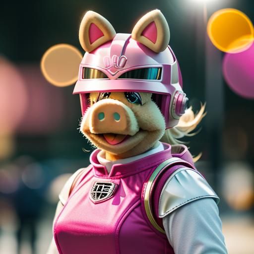 Miss Piggy as Pink Power Ranger