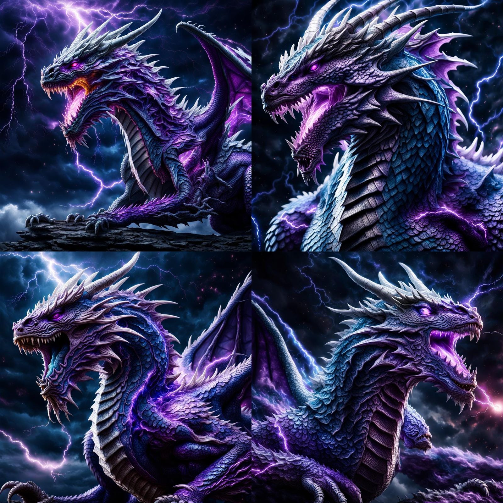 Hyperrealistic Purple Lightning Space Dragon Rebirth