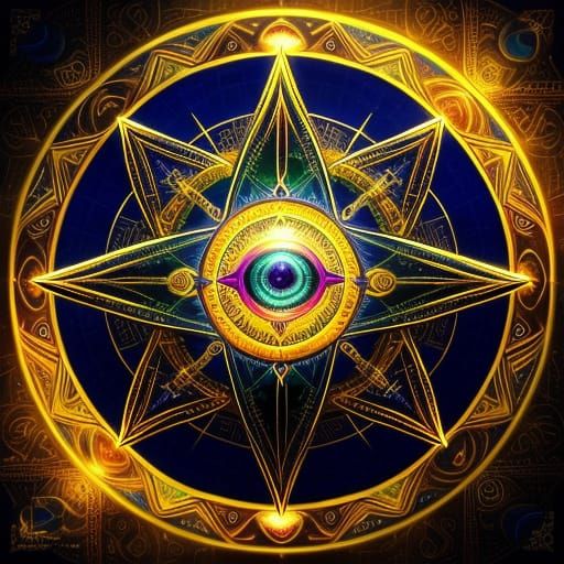 Radiant Symbol of Power in Surreal Digital Art