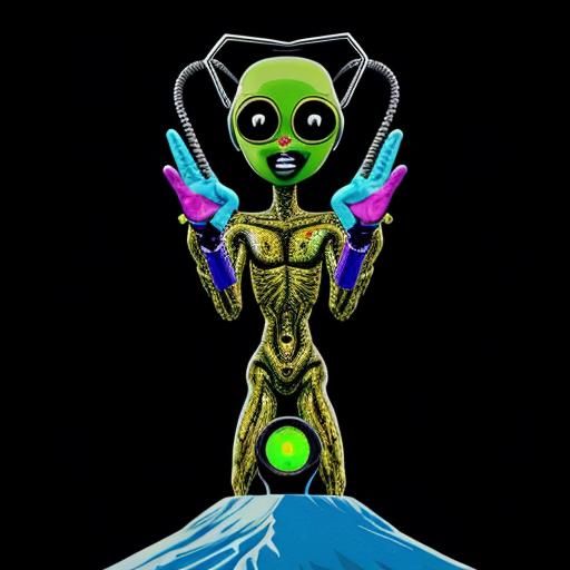 Surreal Humanoid Figure on Hill, Impasto Painting