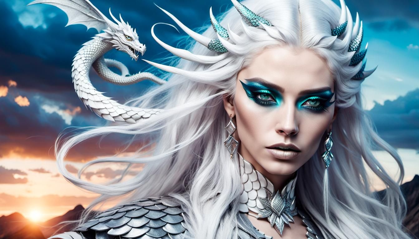 Dragon Woman Portrait with Fantasy Makeup