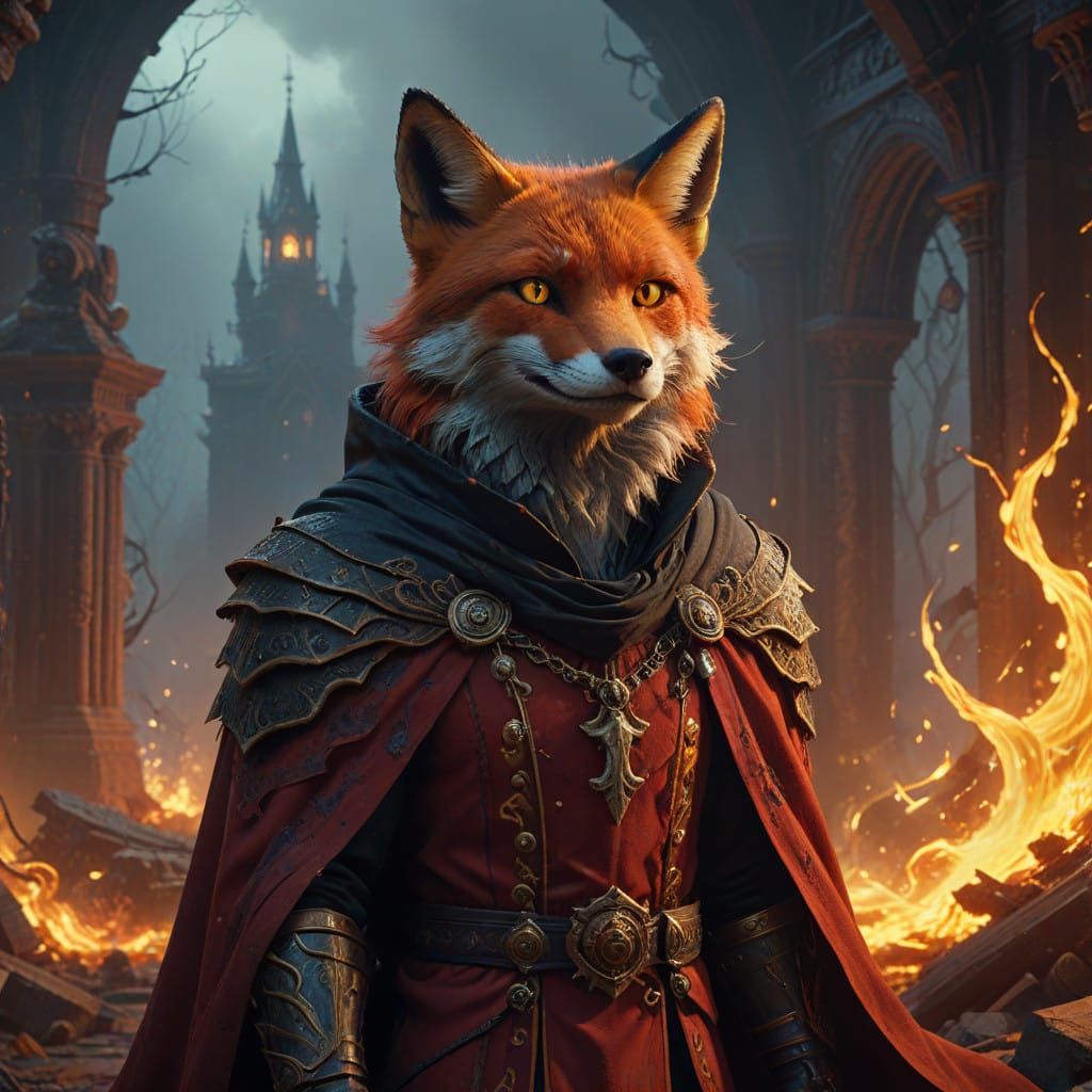 Fiery Fox Devil in Hellish Realm