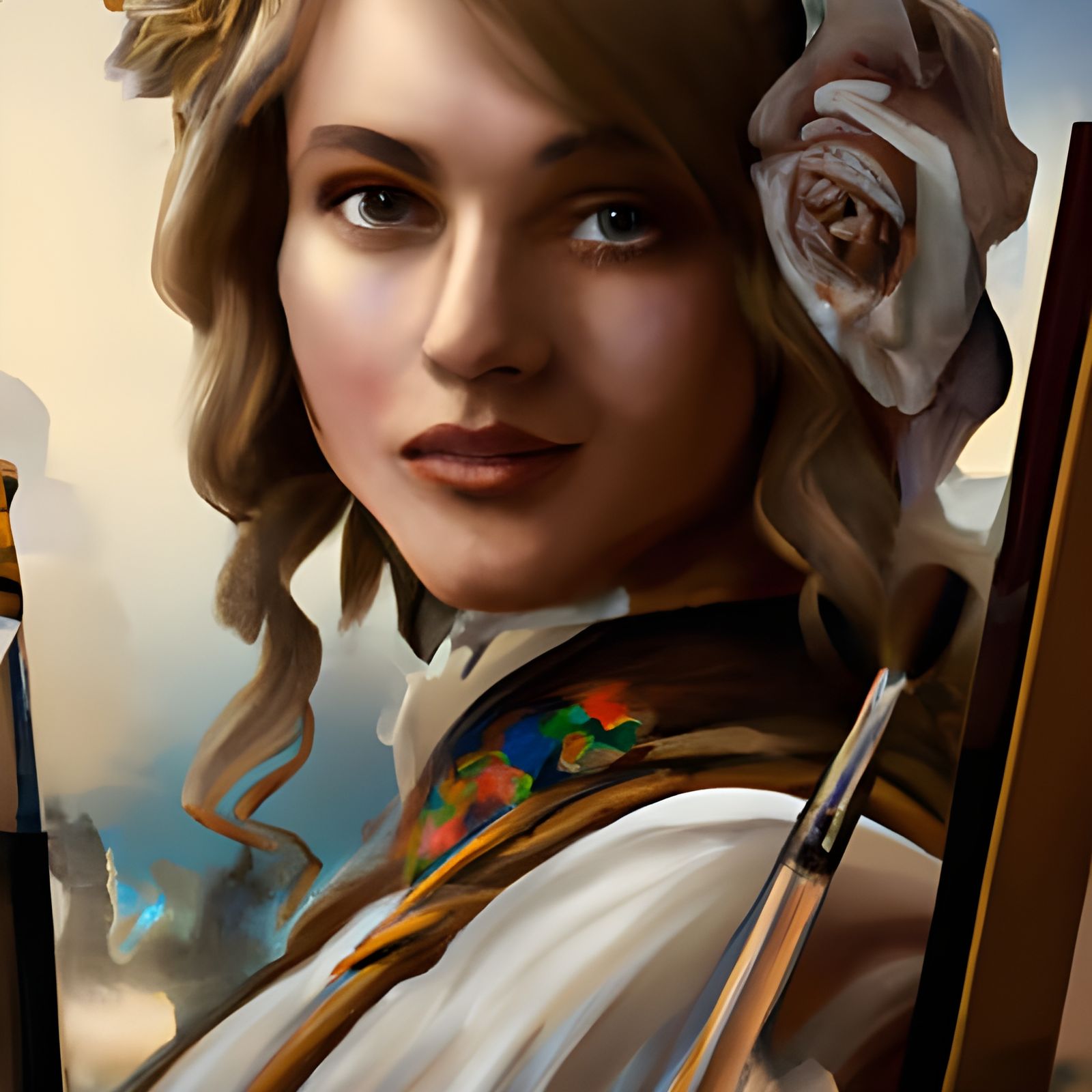 Regency Era Woman Artist Portrait in Art Nouveau Style