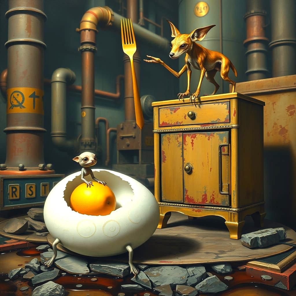 Surrealist Egg Dreams in Oil Paint