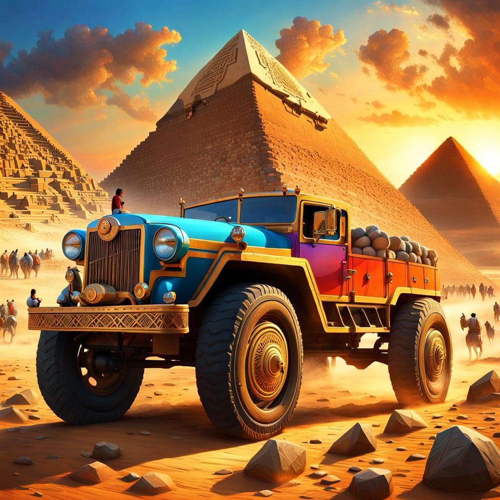 Pyramid Construction in Egypt at Sunrise