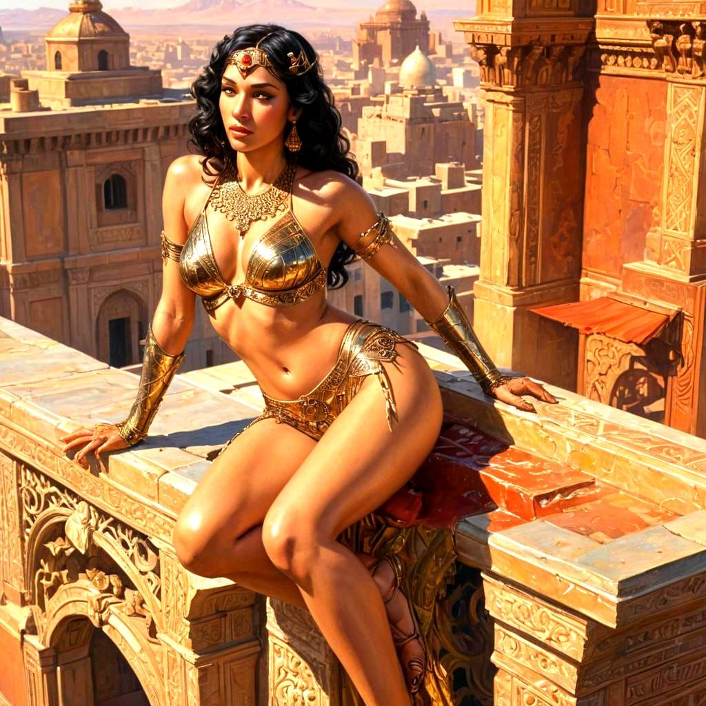 Dejah Thoris Sunbathing: Art Deco Pulp Style