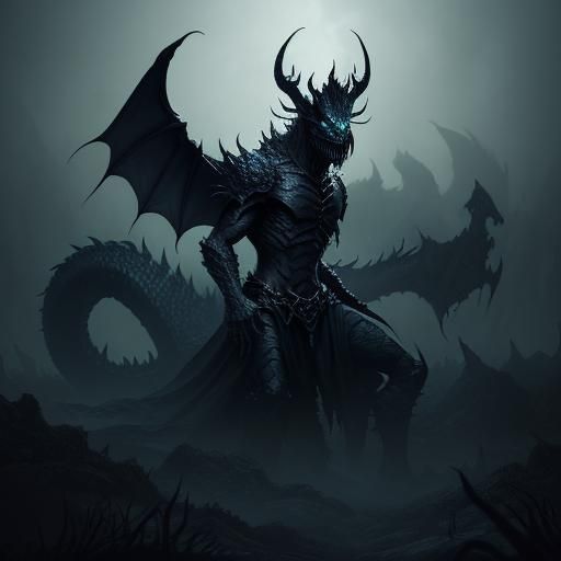 Demonic Hydra Dragon in Dark Fantasy Art