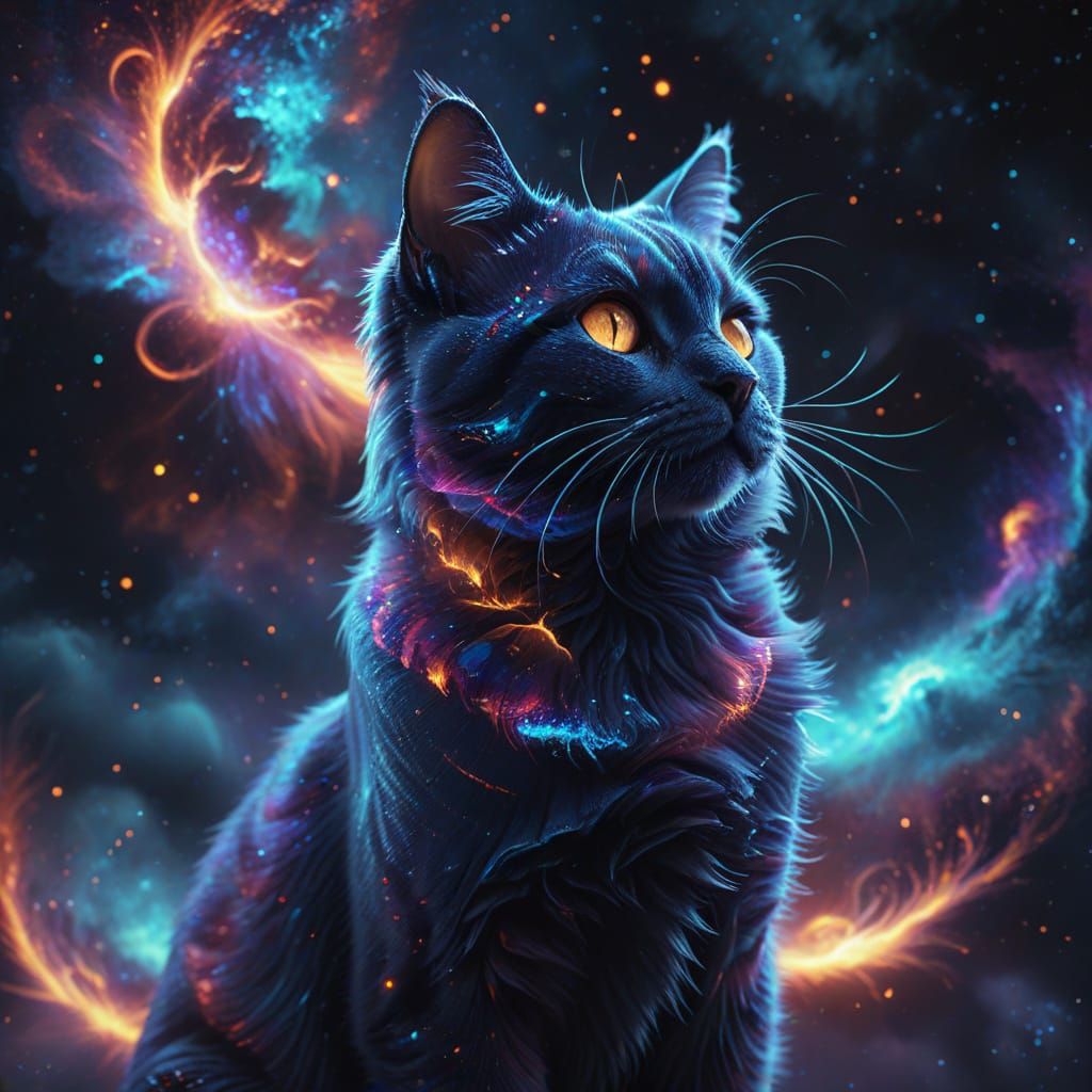 Cosmic Cat DNA Day Fantasy Art